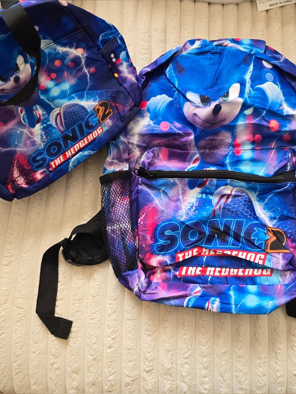 New!! Sonic The Hedgehog 2 Kids Backpack Set in Blue